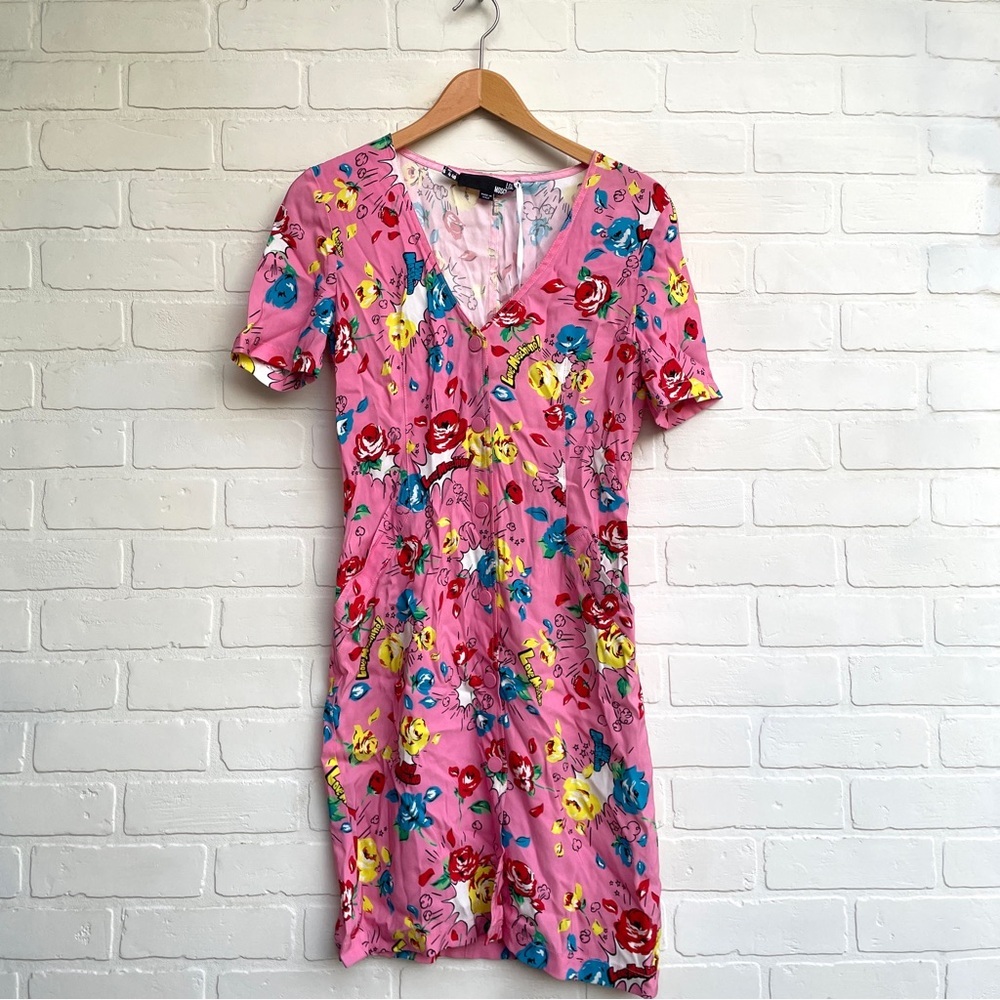 Love Moschino Pink Dress Size 4 Womens Floral Pattern NEW With TAGS